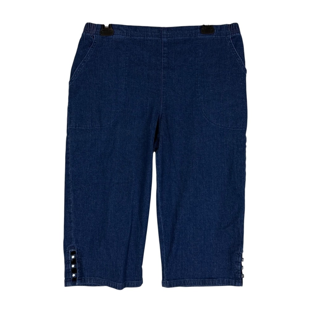 Croft & Barrow Capri Pants Womens 14P Blue Denim Pull On Elastic Waist Crop